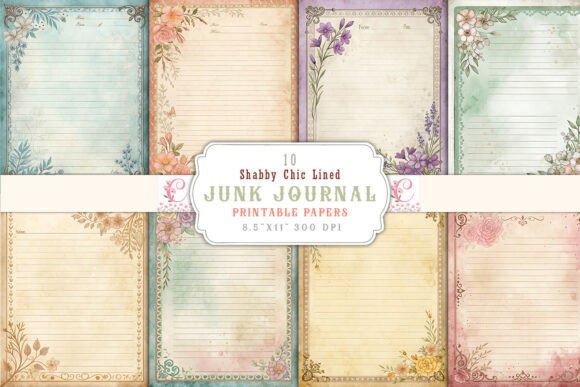 Download Shabby Chic Lined Junk Journal Pages - Shabby Collection