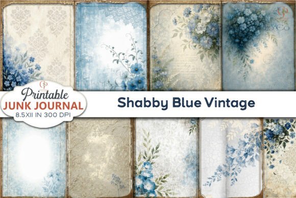 Download Shabby Blue Vintage Junk Journal Pages - Shabby Collection