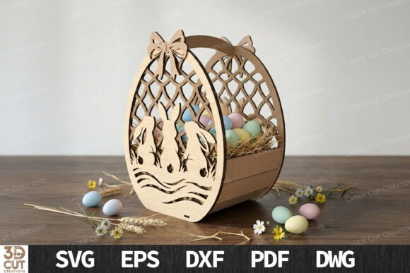 Download Cute Bunny Easter Egg Basket SVG - Premium Resources