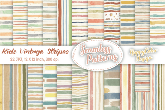 Download Kids Vintage Stripes Seamless Patterns - Stripes Collection