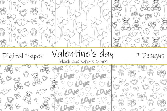 Download Patterns Valentine's Day Black and White - White Collection