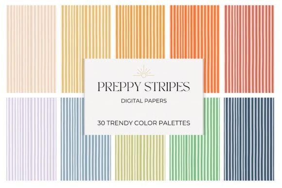 Download Preppy Stripes Pattern Digital Papers - Stripes Collection
