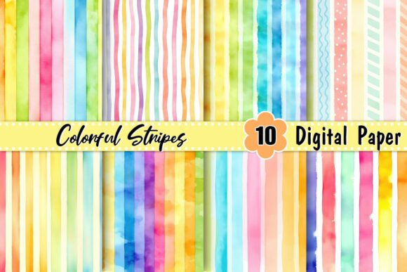 Download Colorful Stripes Digital Paper - Stripes Collection