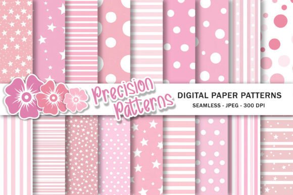 Download Baby Pink Pastel Dots Stars Stripes - Stripes Collection
