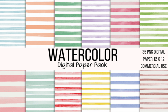 Download 30+ Watercolor Stripes Digital Paper - Stripes Collection