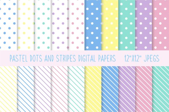 Download Pastel Dots and Stripes Digital Papers - Stripes Collection