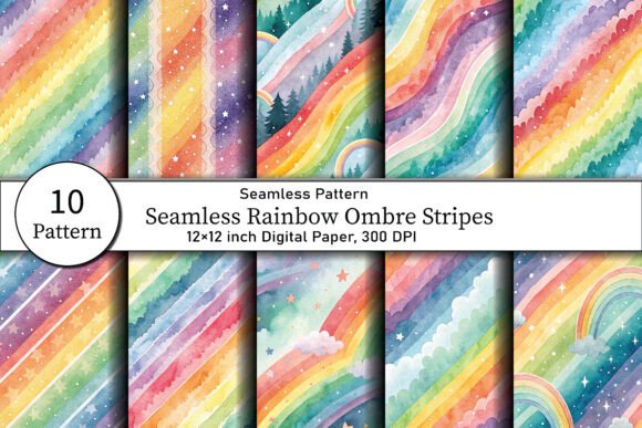 Download Seamless Rainbow Ombre Stripes - Stripes Collection