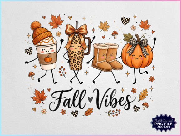 Download Fall Vibes Doodles Characters PNG - Characters Collection