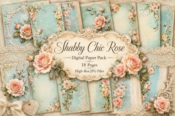 Download Vintage Floral Shabby Chic Rose Paper - Premium Resources