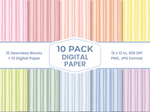 Download Wonky Pastel Stripes Digital Paper - Stripes Collection