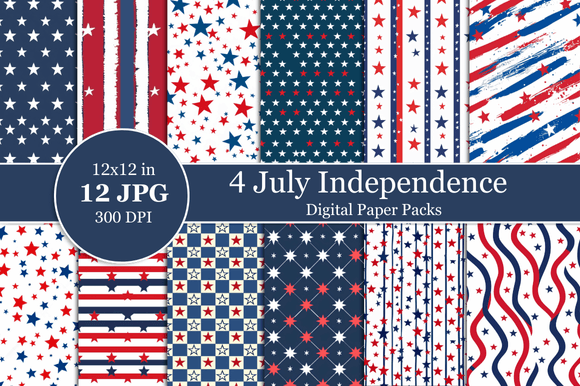 Download 4th July Star and Stripes Digital Paper - Stripes Collection