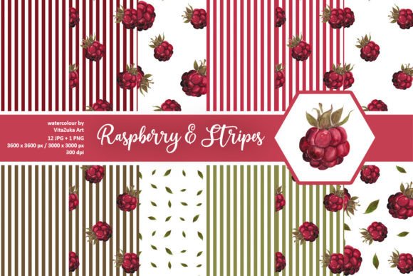 Download Raspberry and Stripes Digital Paper Set - Stripes Collection