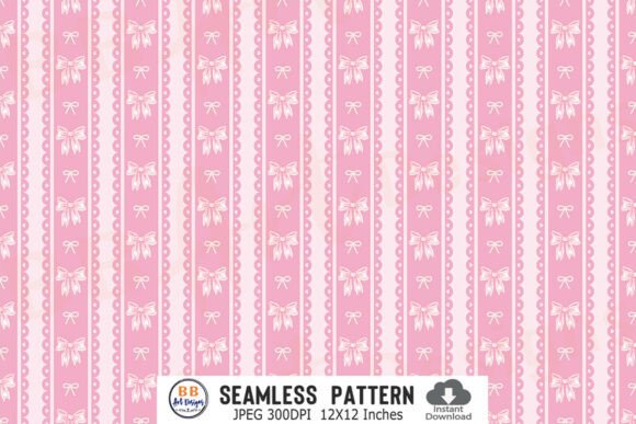 Download Coquette Pink Bow Stripes Pattern Paper - Stripes Collection