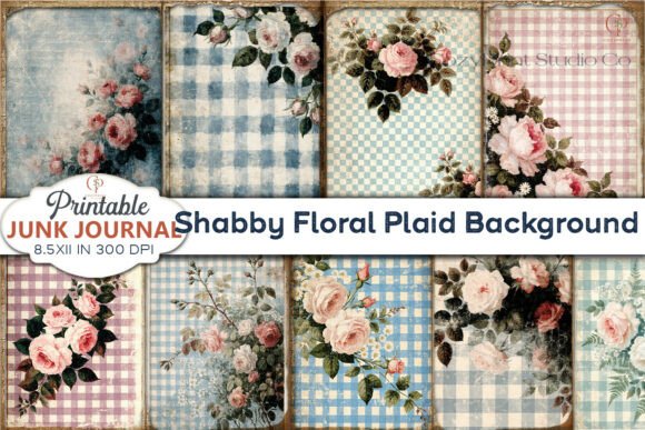 Download Shabby Floral Plaid Background Junk Jour - Shabby Collection