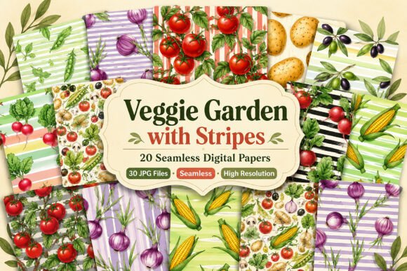 Download Veggie Garden with Stripes Pattern - Stripes Collection