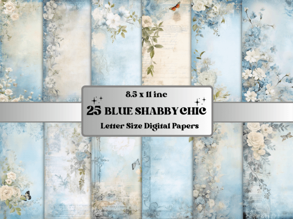 Download Blue Shabby Chic Junk Journal Paper - Shabby Collection