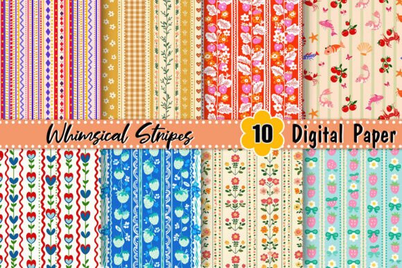 Download Whimsical Stripes Digital Paper - Stripes Collection