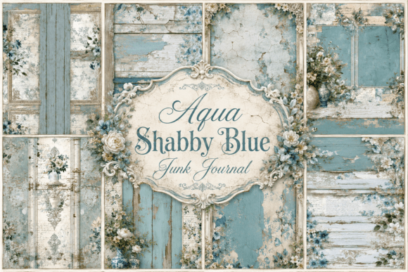 Download Aqua Shabby Blue Junk Journal - Shabby Collection