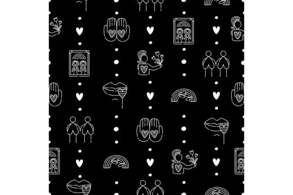 Download Lesbian Black and White Seamless Pattern - White Collection