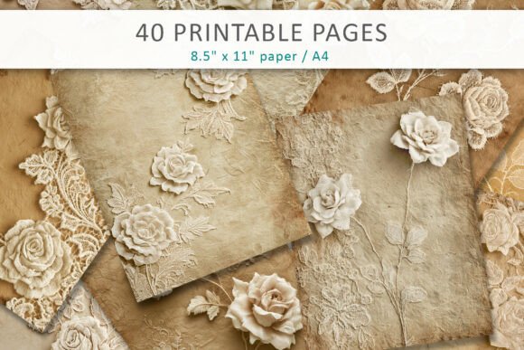 Download Shabby Chic Lace Roses Backgrounds - Premium Bundle