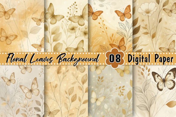 Download White Gold Boho Floral Leaves Background - White Collection